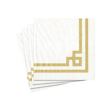 Caspari Lunch Napkins - 20 Napkins, Rive Gauche Gold & White