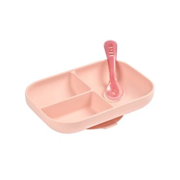 Beaba Silicone Meal Set with Suction Pad (4m+) Pink