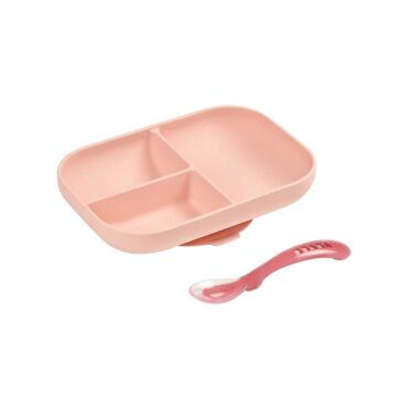 Beaba Silicone Meal Set with Suction Pad (4m+) Pink