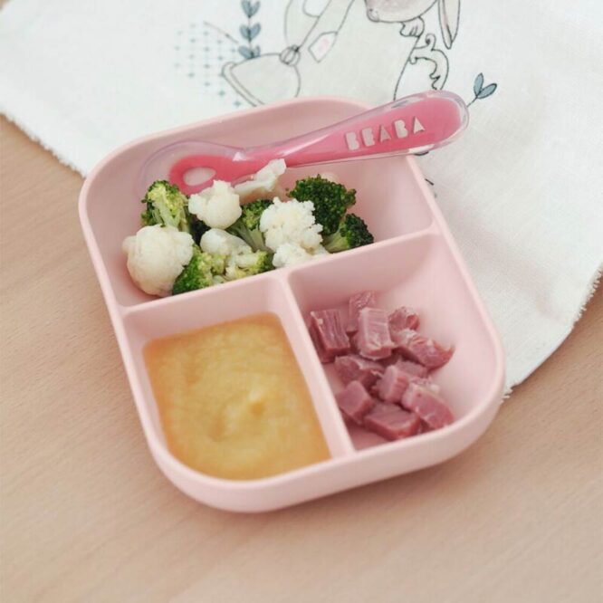 Beaba Silicone Meal Set with Suction Pad (4m+) Pink