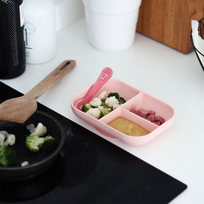 Beaba Silicone Meal Set with Suction Pad (4m+) Pink