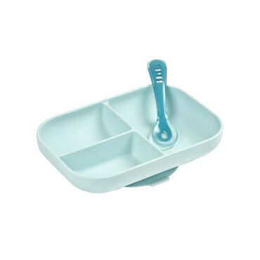Beaba Silicone Meal Set with Suction Pad (4m+) Blue