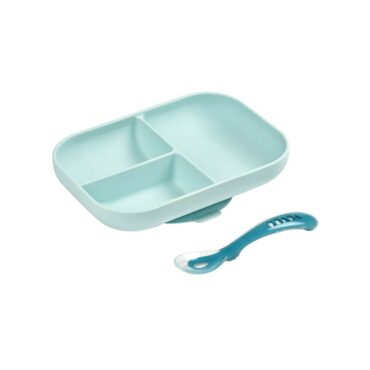Beaba Silicone Meal Set with Suction Pad (4m+) Blue