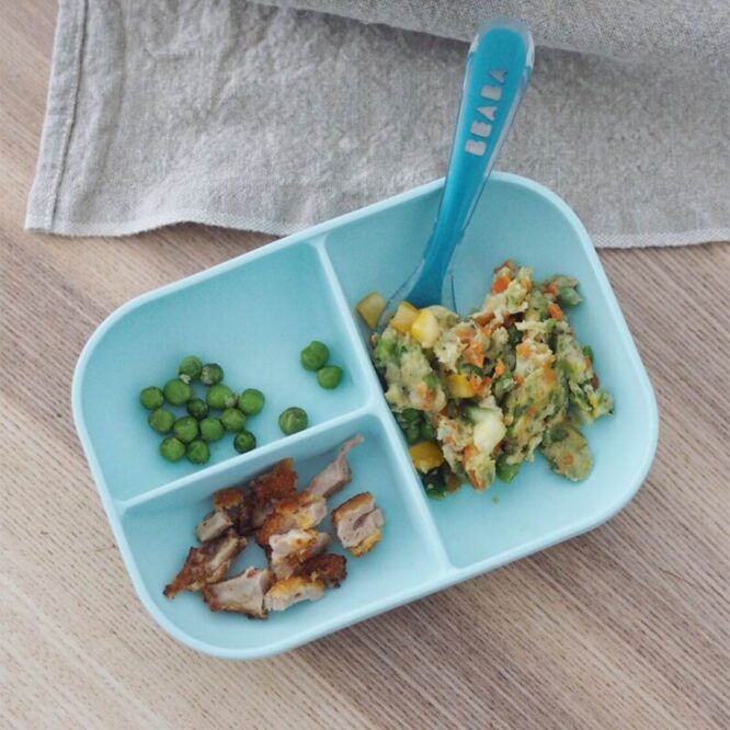 Beaba Silicone Meal Set with Suction Pad (4m+) Blue