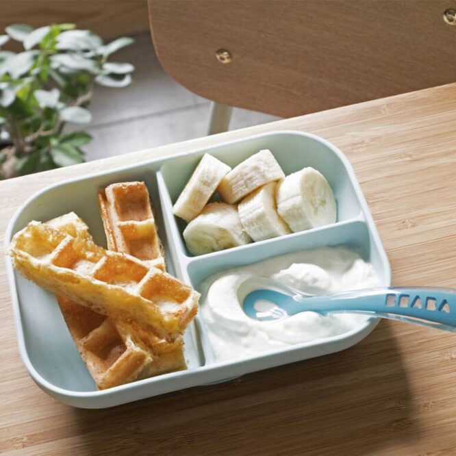 Beaba Silicone Meal Set with Suction Pad (4m+) Blue