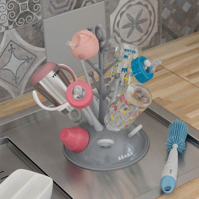 Beaba Feeding Bottle Draining Rack - Gray Tree