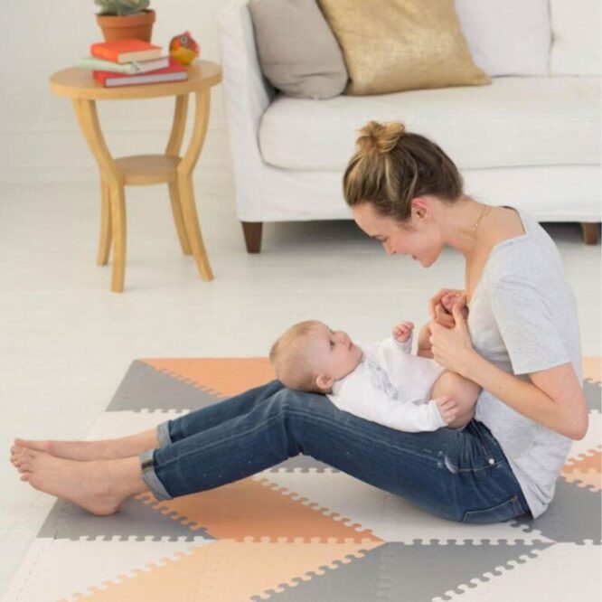 Skip Hop Playspot Geo Foam Floor Ties Gray Peach