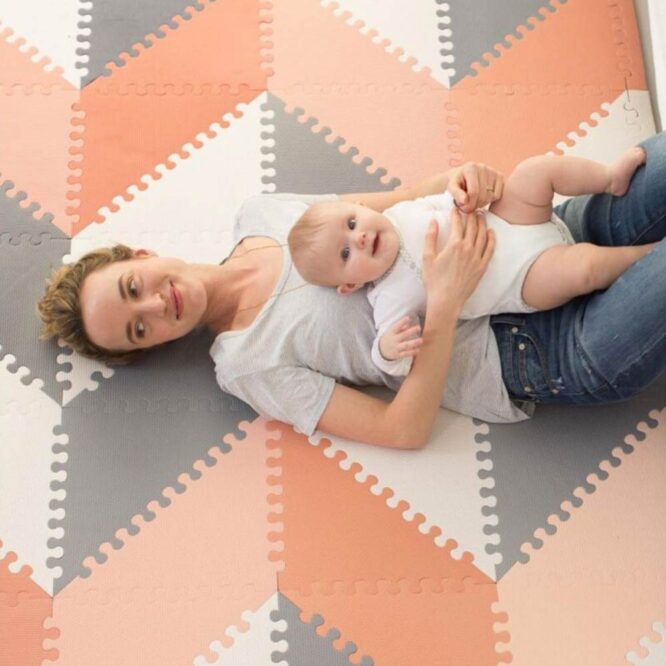 Skip Hop Playspot Geo Foam Floor Ties Gray Peach