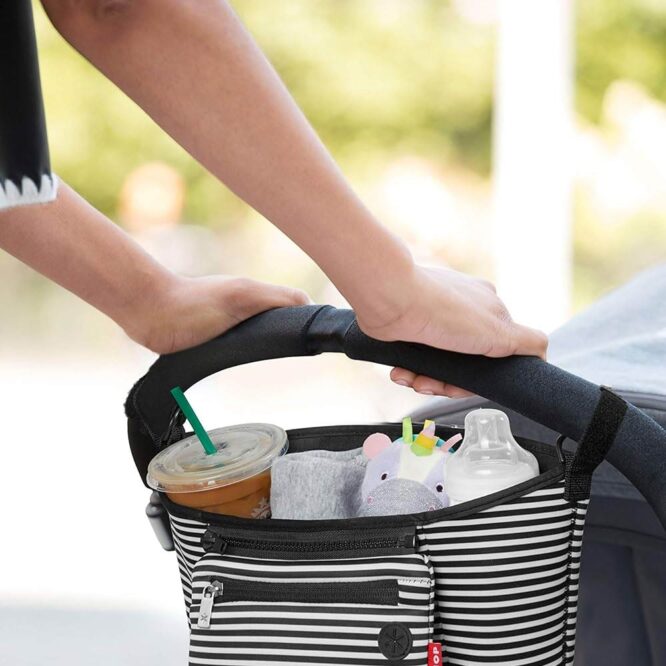 Skip Hop Stroller Organizer - Black / White Stripes