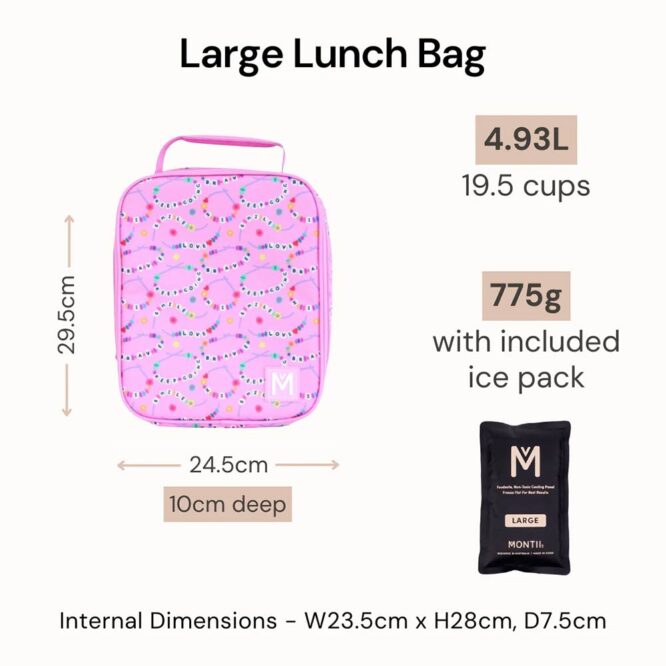 MontiiCo Lunch Bag with Ice Pack (Large) Friends Forever