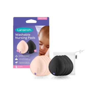 Lansinoh Washable Nursing Pads - Black & Light Pink, 8 Pads
