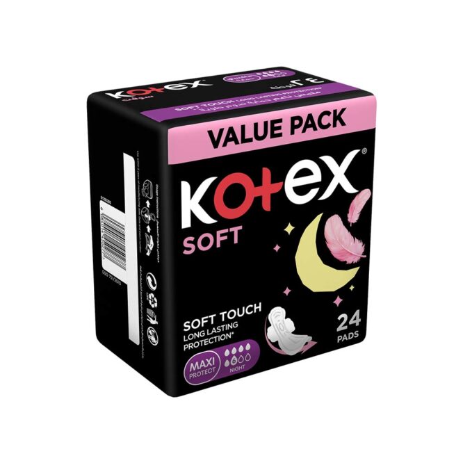 Kotex Soft Maxi Protect Night + Wings - 24 Pads Value Pack