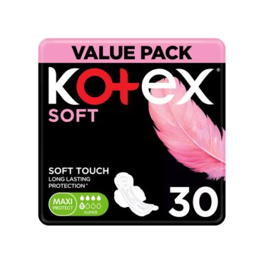 Kotex Soft Maxi Protect Super + Wings - 30 Pads Value Pack
