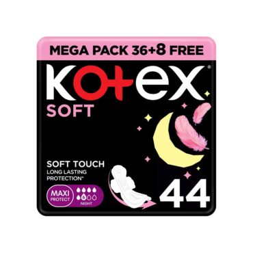 Kotex Soft Maxi Protect Night + Wings - 44 Pads Mega Pack 36 + 8 FREE