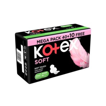 Kotex Soft Maxi Protect Super + Wings – 50 Pads Mega Pack 40 + 10 FREE Kotex Soft Maxi Protect Super + Wings - 50 Pads Mega Pack 40 + 10 FREE