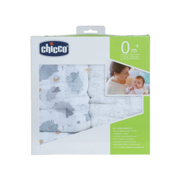 Chicco Muslin Swaddles Set (0m+) Bear & Sheep - 2 Pcs