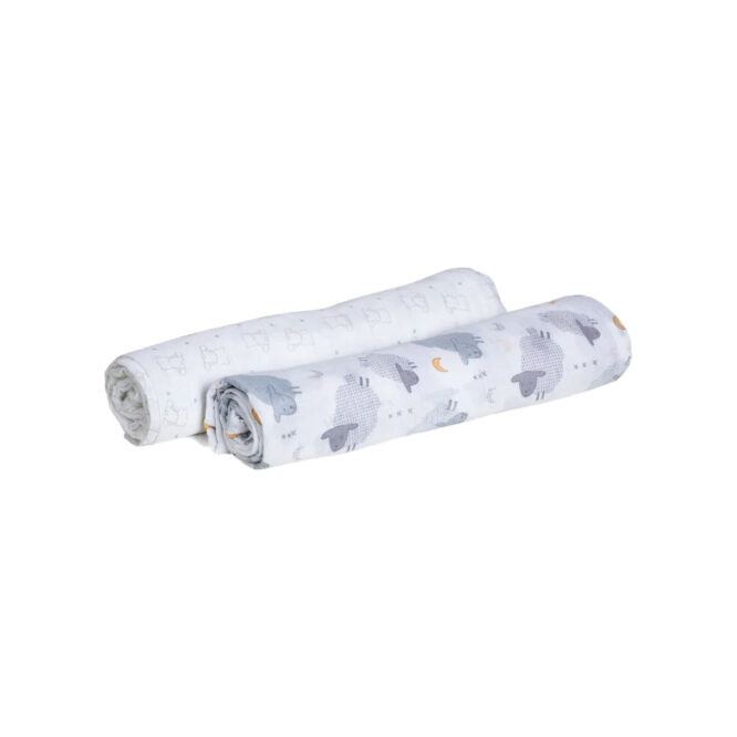 Chicco Muslin Swaddles Set (0m+) Bear & Sheep - 2 Pcs