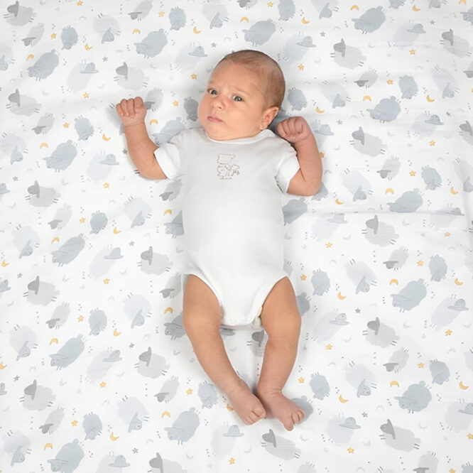 Chicco Muslin Swaddles Set (0m+) Bear & Sheep - 2 Pcs