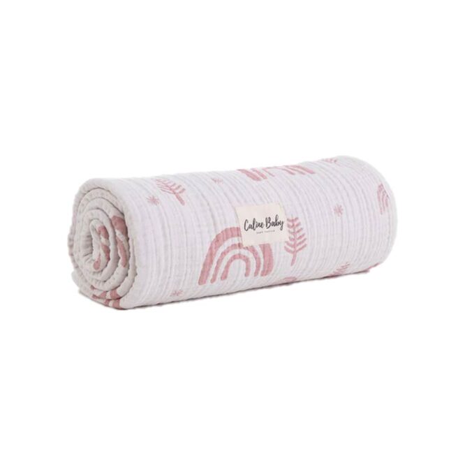 Caline Baby Cotton Muslin Blankets - Rainbow, Pink