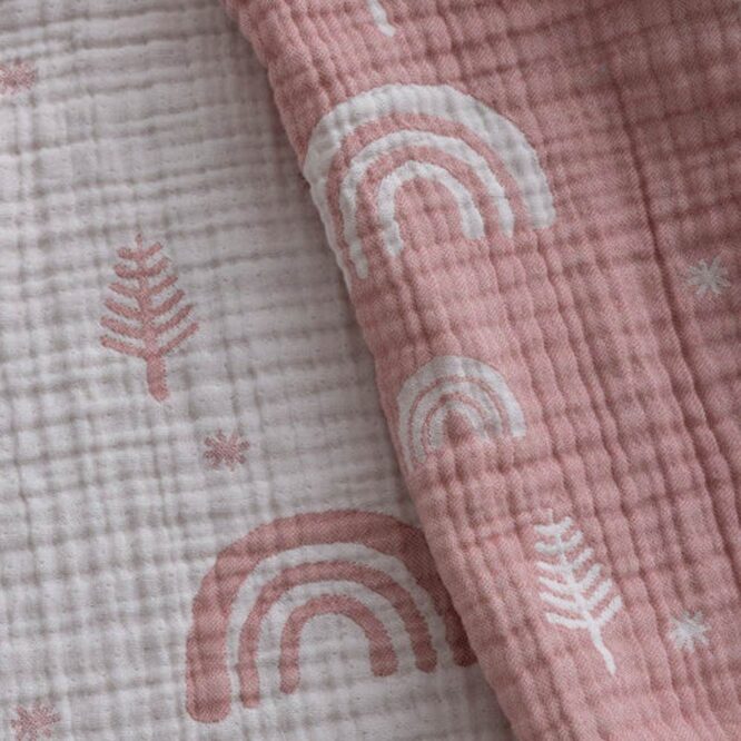 Caline Baby Cotton Muslin Blankets - Rainbow, Pink