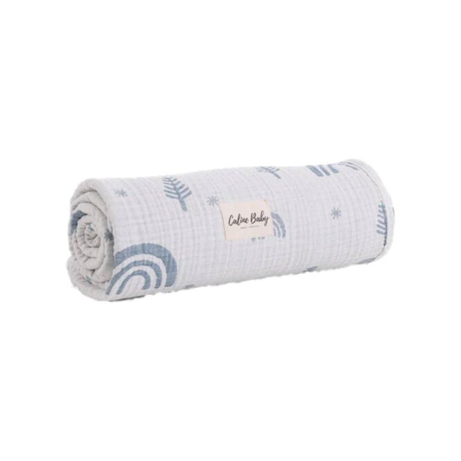 Caline Baby Cotton Muslin Blankets - Rainbow, Blue