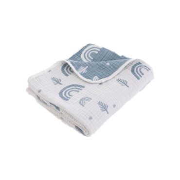 Caline Baby Cotton Muslin Blankets - Rainbow, Blue