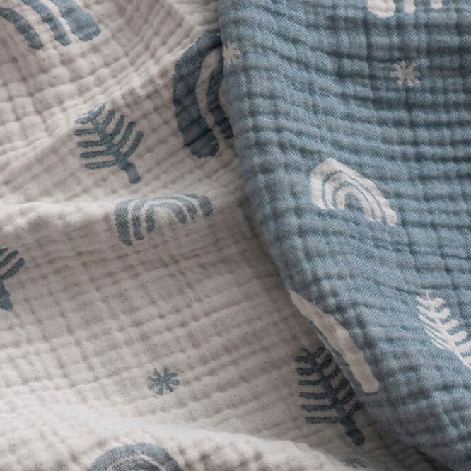 Caline Baby Cotton Muslin Blankets - Rainbow, Blue