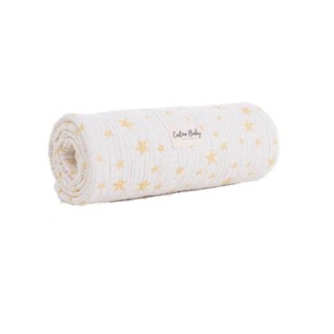 Caline-Baby-Cotton-Muslin-Blankets-Star-Yellow1 Caline Baby Cotton Muslin Blankets - Star, Yellow