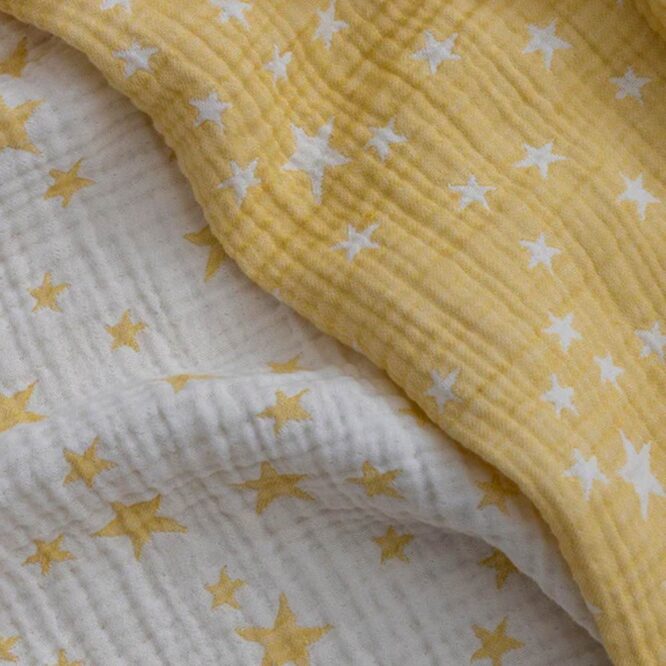 Caline Baby Cotton Muslin Blankets - Star, Yellow