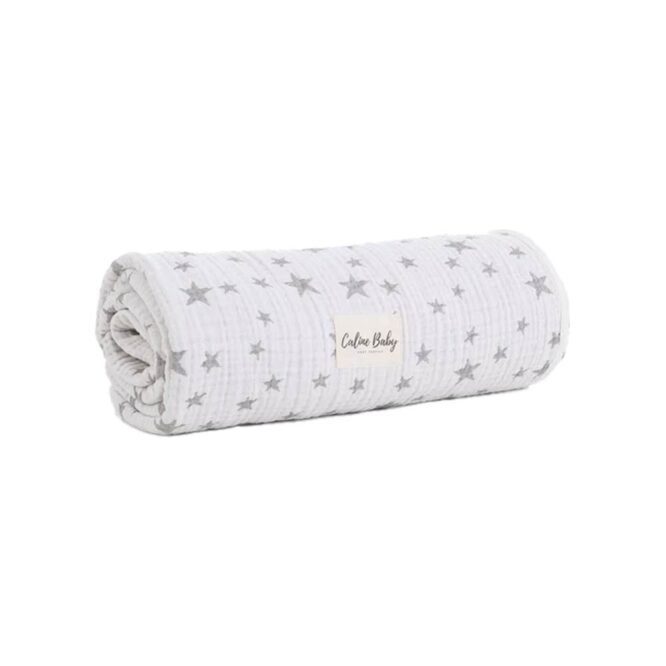 Caline Baby Cotton Muslin Blankets - Star, Gray