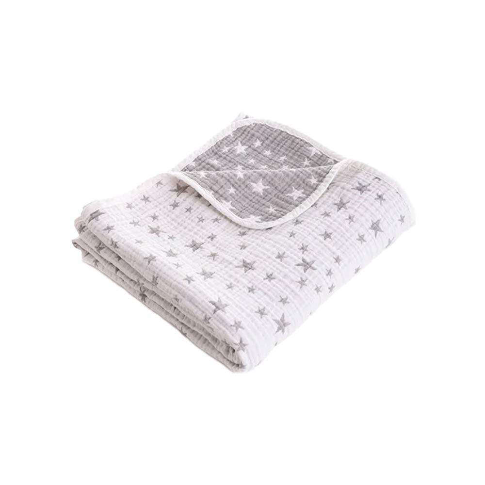 Caline Baby Cotton Muslin Blankets - Star, Gray