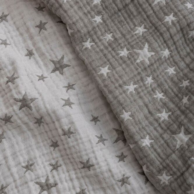 Caline Baby Cotton Muslin Blankets - Star, Gray
