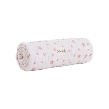 Caline-Baby-Cotton-Muslin-Blankets-Star-Pink Caline Baby Cotton Muslin Blankets - Star, Pink