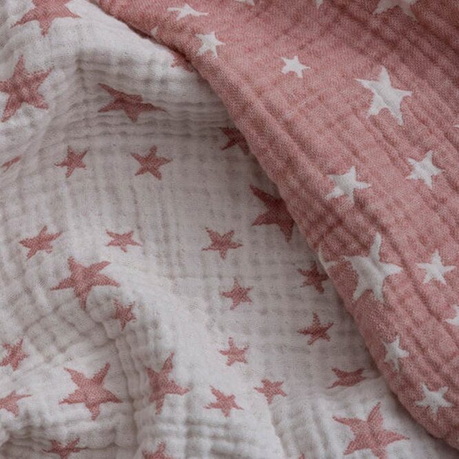 Caline Baby Cotton Muslin Blankets - Star, Pink