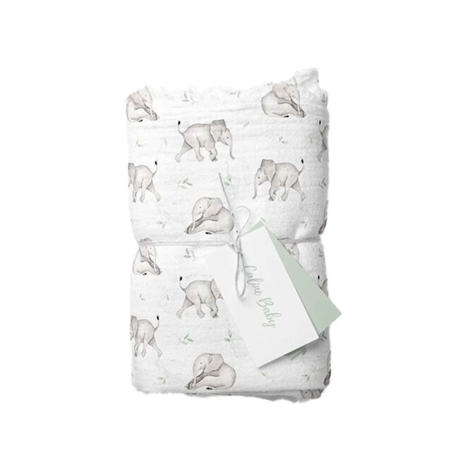 Caline Baby Cotton Muslin Swaddle - Elephant