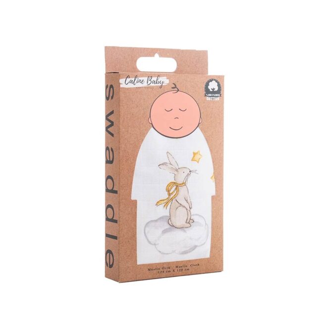 Caline Baby Cotton Muslin Swaddle - Rabbit
