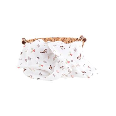 Caline Baby Cotton Muslin Swaddle - Birds, Brown