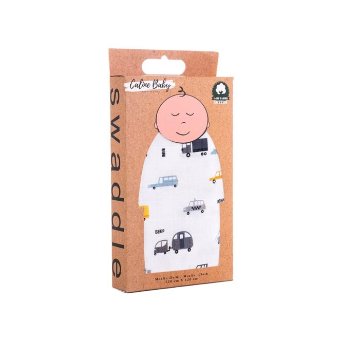 Caline Baby Cotton Muslin Swaddle - Cars