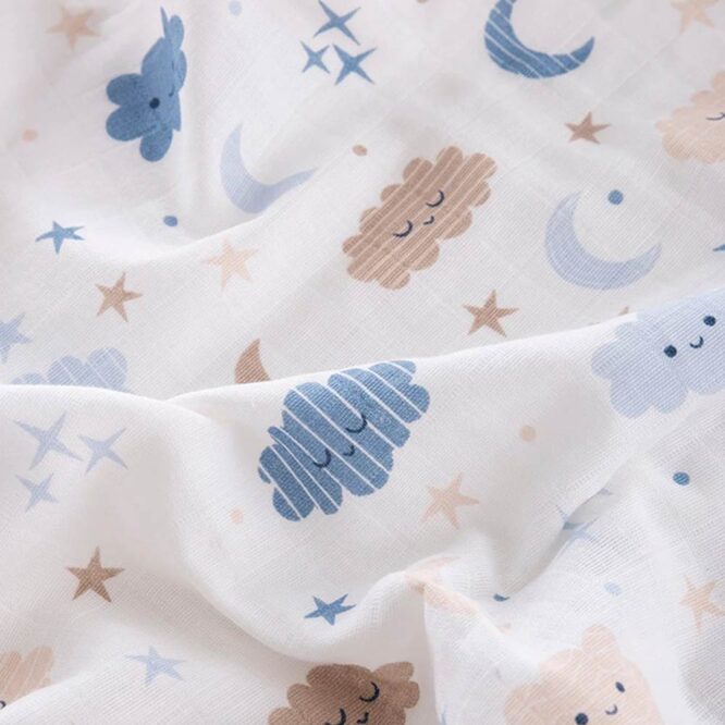 Caline Baby Cotton Muslin Swaddle - Cloud, Blue