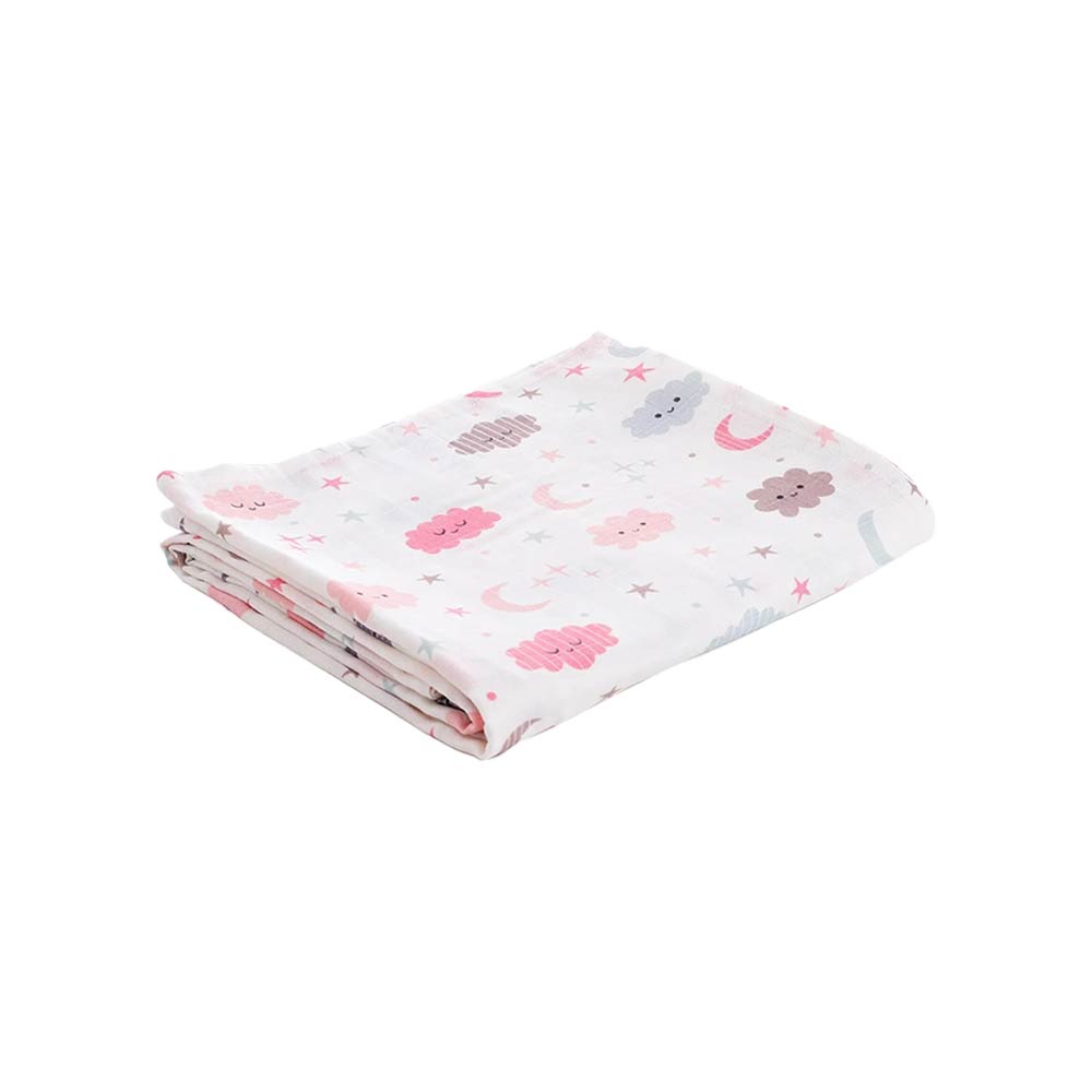 Caline Baby Cotton Muslin Swaddle - Cloud, Pink