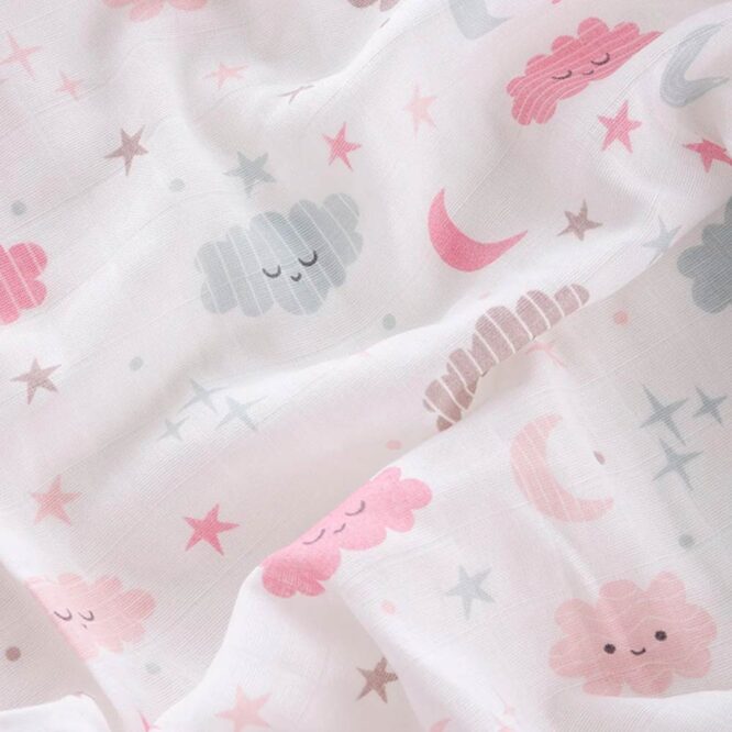 Caline Baby Cotton Muslin Swaddle - Cloud, Pink