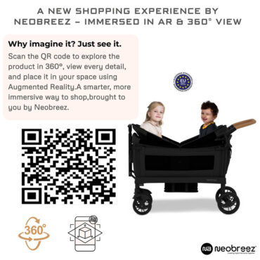 Neobreez ADVI Wagon Stroller For 2 Kids (6m-4Yrs) Max 44kg - Black