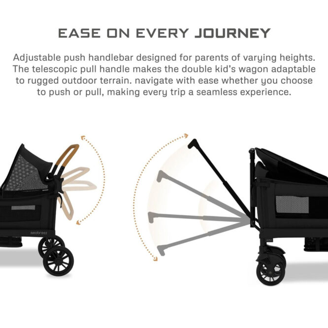 Neobreez ADVI Wagon Stroller For 2 Kids (6m-4Yrs) Max 44kg - Black