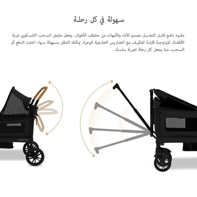 Neobreez ADVI Wagon Stroller For 2 Kids (6m-4Yrs) Max 44kg - Black