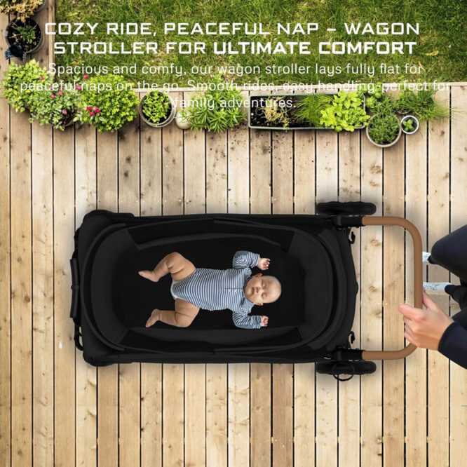 Neobreez ADVI Wagon Stroller For 2 Kids (6m-4Yrs) Max 44kg - Black