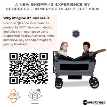 Neobreez ADVI Wagon Stroller For 2 Kids (6m-4Yrs) Max 44kg - Dark Gray