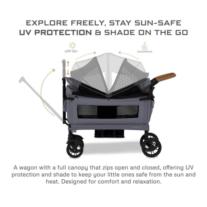 Neobreez ADVI Wagon Stroller For 2 Kids (6m-4Yrs) Max 44kg - Dark Gray