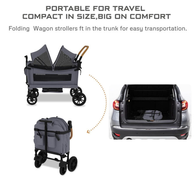 Neobreez ADVI Wagon Stroller For 2 Kids (6m-4Yrs) Max 44kg - Dark Gray