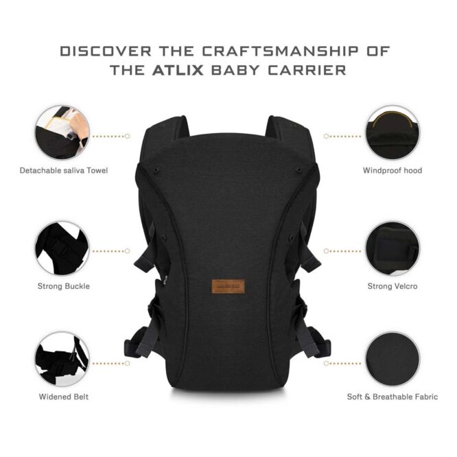 Neobreez ATLIX 3-In-1 Baby Carrier (0m+) Up to 3.5-15kg - Black