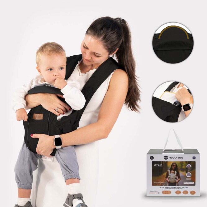 Neobreez ATLIX 3-In-1 Baby Carrier (0m+) Up to 3.5-15kg - Black
